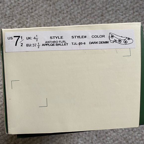 Anthropologie Blue Denim Floral Appliqué Ballet Flat Size 7.5 - Picture 7 of 8